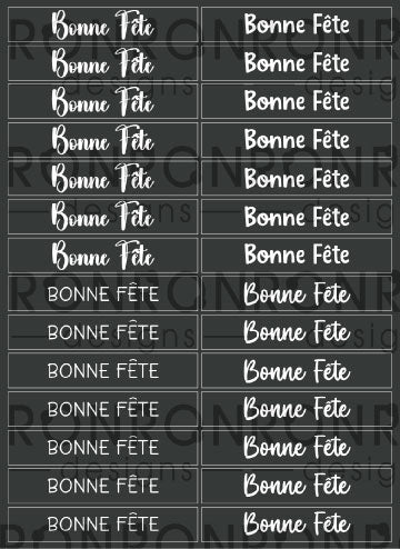 Autocollants: Bonne Fête 4 Polices - Noir