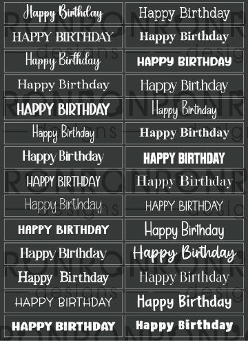 Autocollants: Happy Birthday - Black