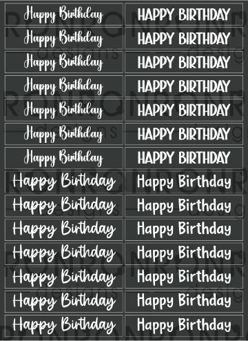 Autocollants: Happy Birthday 4 Fonts - Black