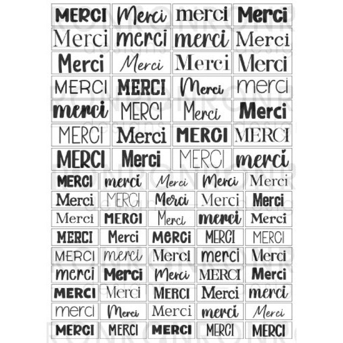 Autocollants: Merci - Blanc