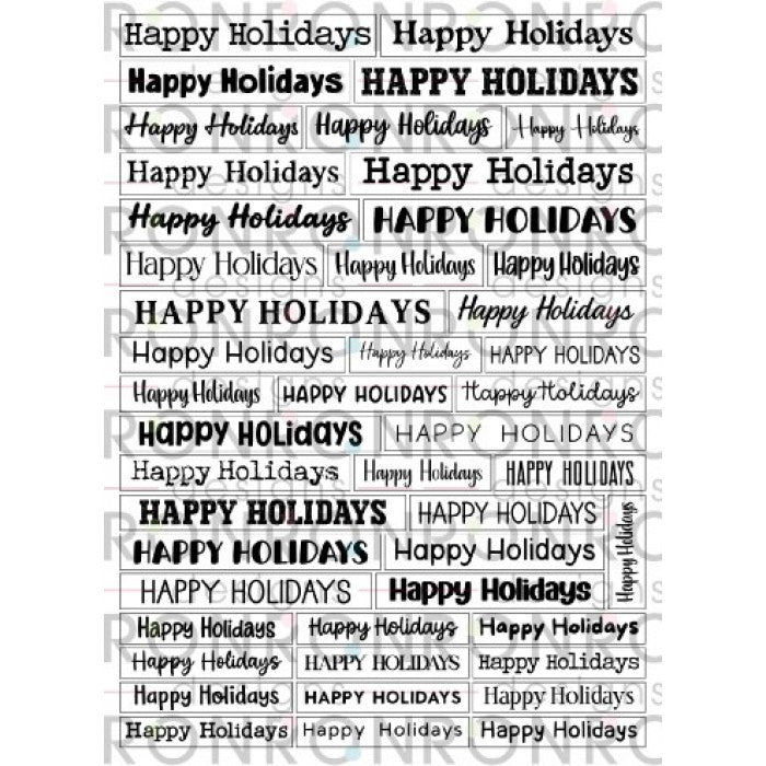 Ronron Designs Autocollants: Happy Holidays - White