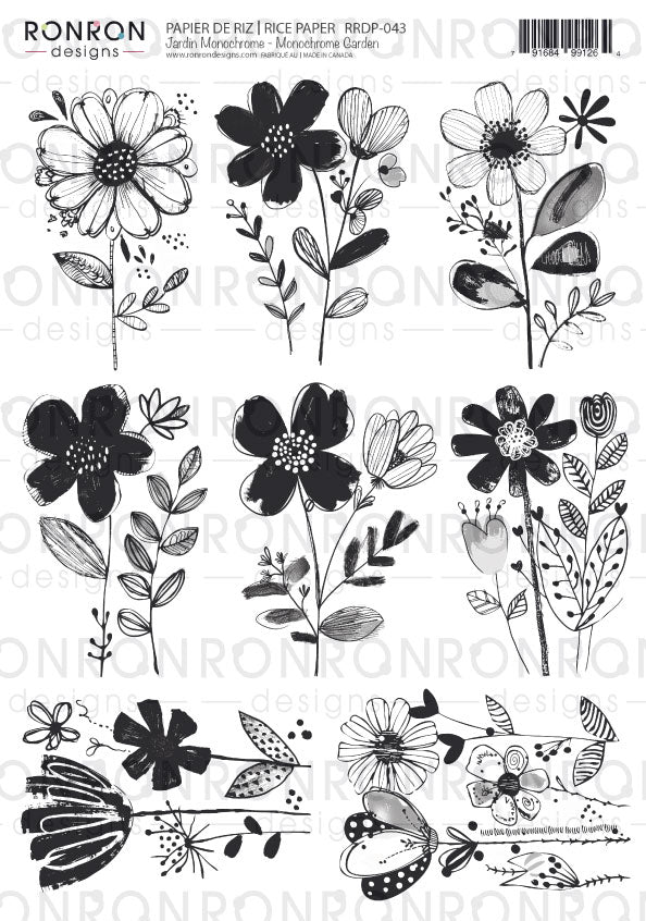 Papier De Riz: Jardin Monochrome