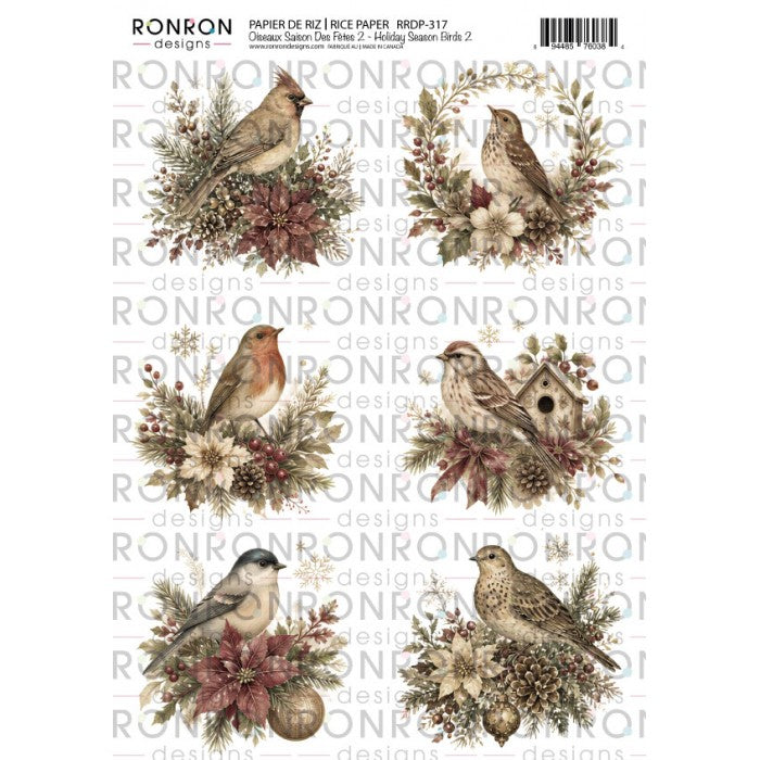 Ronron Designs Papier De Riz: Oiseaux Saison Des Fêtes 2