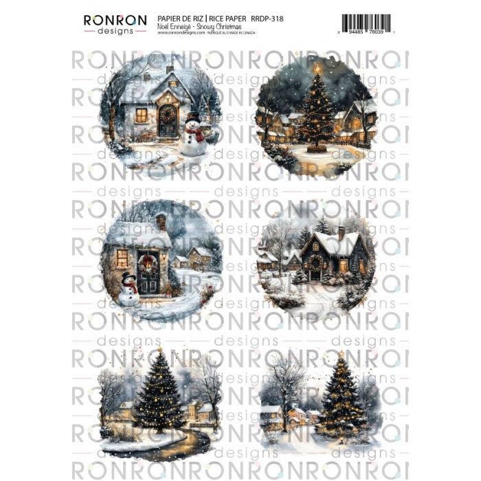 Ronron Designs Papier De Riz: Noël Enneigé