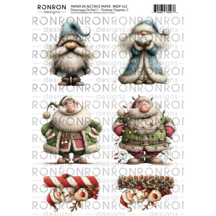 Ronron Designs Papier De Riz: Personnages De Noël 2