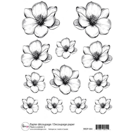 Papier De Riz: Fleurs À Colorier 2