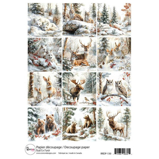Papier De Riz: Noël En Forêt