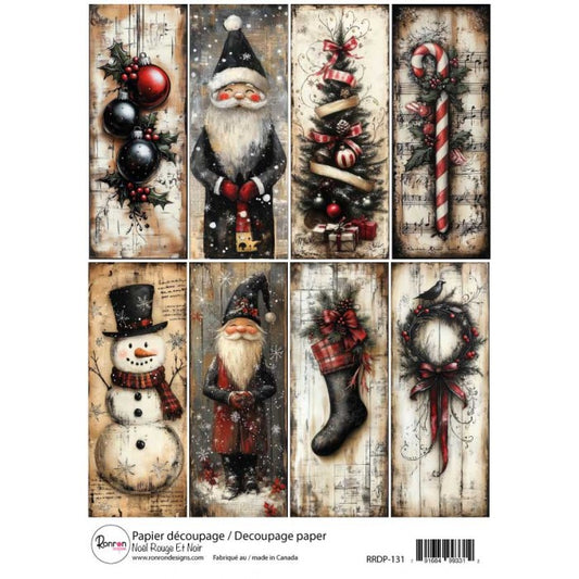 Papier De Riz: Noël Rouge Et Noir