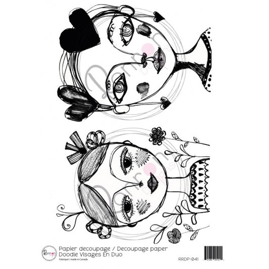 Rice Paper: Doodle Faces in Pair