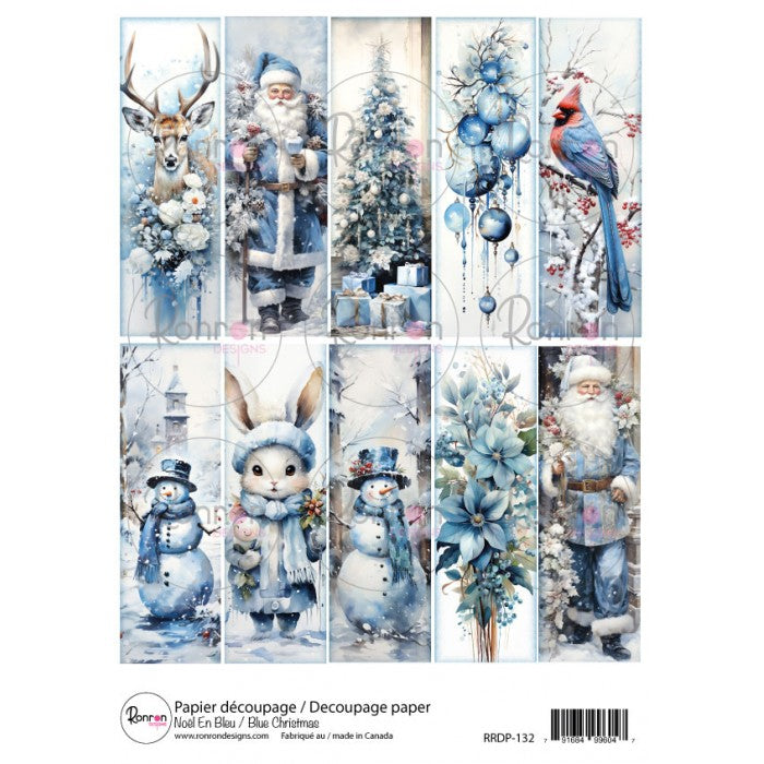 Papier De Riz: Noël En Bleu