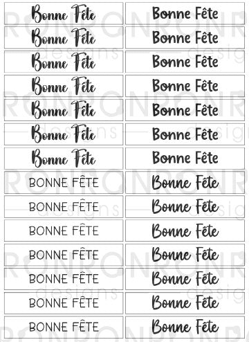 Autocollants: Bonne Fête 4 Polices - Blanc