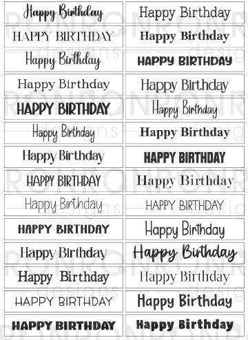 Autocollants: Happy Birthday - White