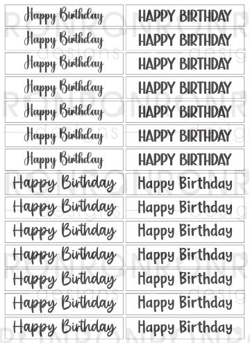 Autocollants: Happy Birthday 4 Fonts - White