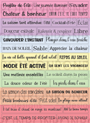 Autocollants: Saison Estivale - Couleurs Pastel