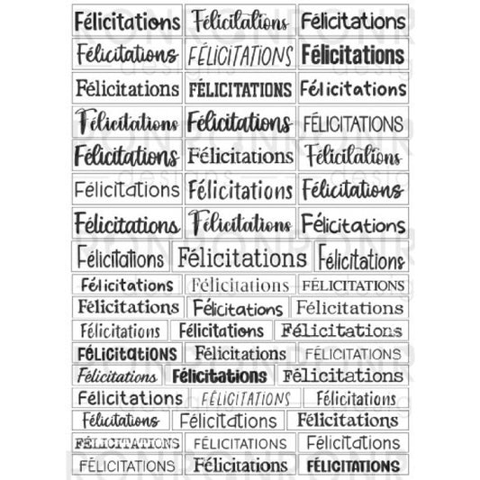 Autocollants: Félicitations - Blanc
