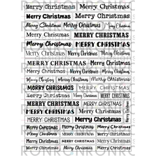 Ronron Designs Autocollants: Merry Christmas - White