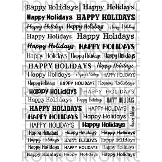Ronron Designs Autocollants: Happy Holidays - White