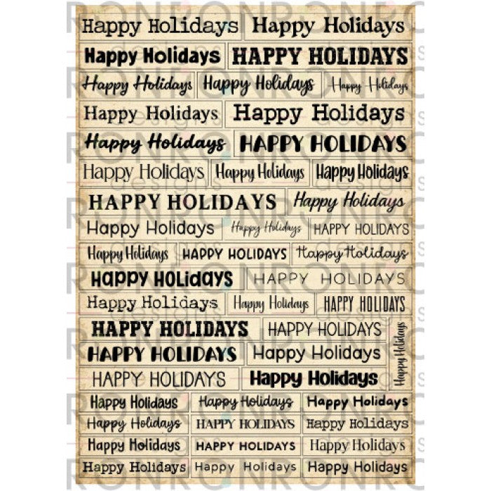 Ronron Designs Autocollants: Happy Holidays - Ivory