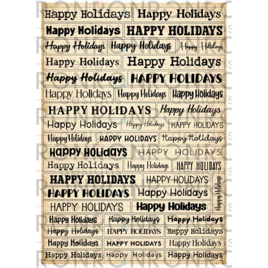 Ronron Designs Autocollants: Happy Holidays - Ivory