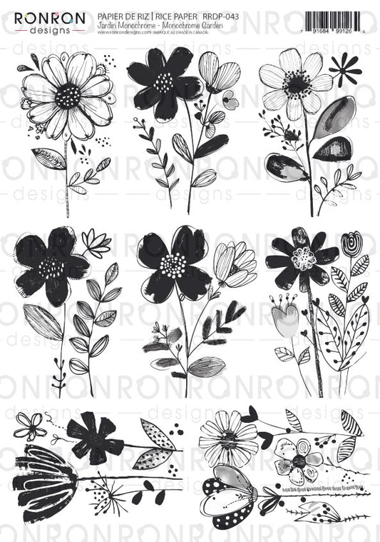 Papier De Riz: Jardin Monochrome