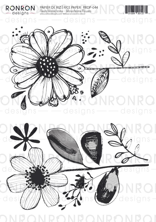 Rice Paper: Monochrome Flowers