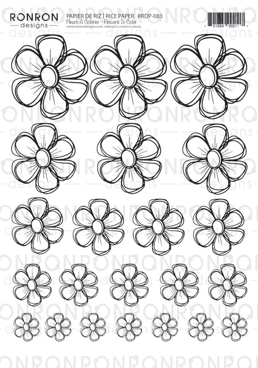 Papier De Riz: Fleurs À Colorier