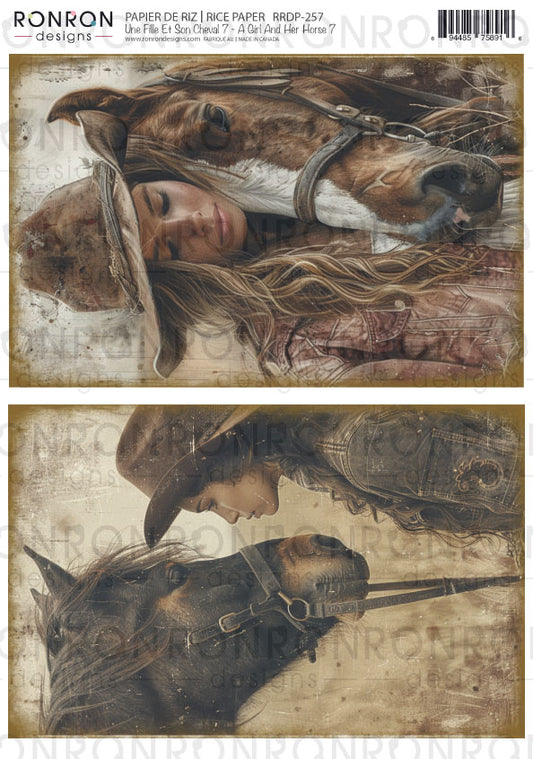Papier De Riz: Une Fille Et Son Cheval 7