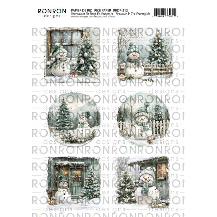 Ronron Designs Papier De Riz: Bonhommes De Neige En Campagne