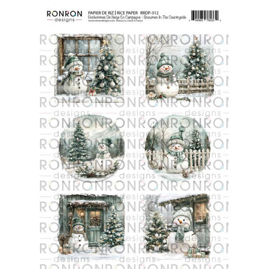 Ronron Designs Papier De Riz: Bonhommes De Neige En Campagne
