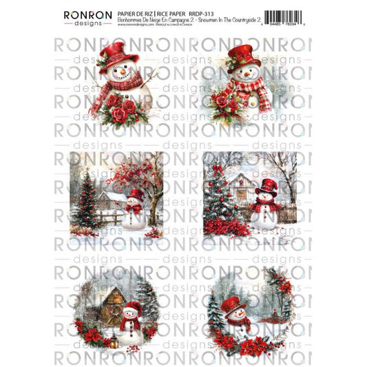 Ronron Designs Papier De Riz: Bonhommes De Neige En Campagne 2