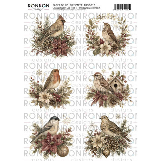 Ronron Designs Papier De Riz: Oiseaux Saison Des Fêtes 2