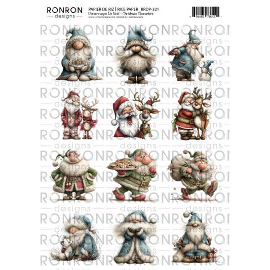 Ronron Designs Papier De Riz: Personnages De Noël