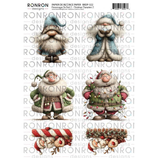 Ronron Designs Papier De Riz: Personnages De Noël 2